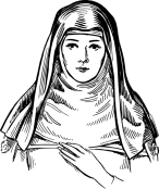 Vector graphic of a medieval woman wearing a wimple