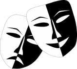 Vector graphic of a pair of comedy and tragedy drama masks