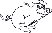 Vector graphic of a pig racing, leaping in mid air.