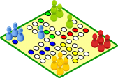 Vector graphic of board game and counters