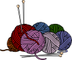 Graphic of different coloured balls of wool and knitting needles