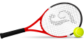 Vector of a red tennis racquet and a tennis ball