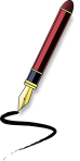 Vector graphic of a fountain pen drawling a line of ink