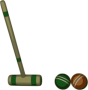 Vector of a croquet mallet and two balls