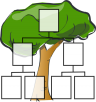 Vector of a ancestry tree diagram overlaying a tree