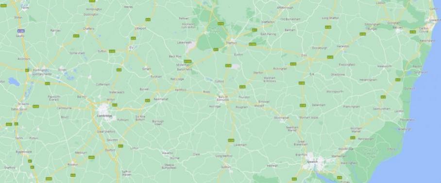 Road map of the Suffolk region