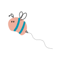 Cute cartoon bumble pink and blue bumblebee 