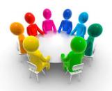Graphic of people sitting around a table at a meeting
